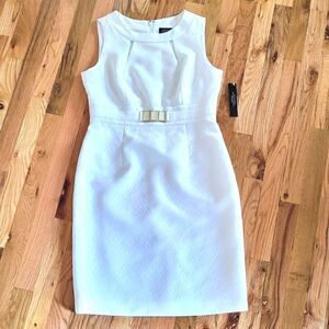NWT Arthur S. Levine TAHARI Sheath Dress White Cutout 6